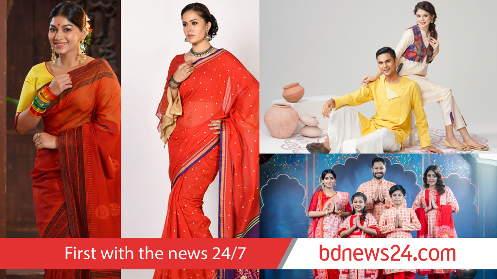 দুর্গাপূজায় বাহারি পোশাকের সমারহ