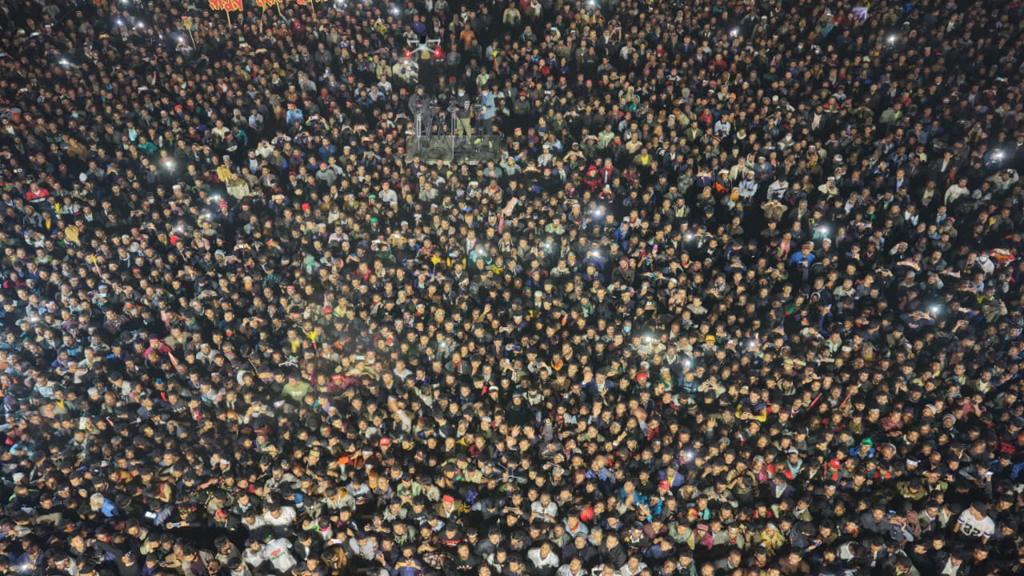 রংপুরের কালেক্টরেট ঈদগাহ মাঠে শুক্রবার নির্বাচনি সমাবেশ করে বিএনপি। ছবি: বিএনপির ফেইসবুক পেইজ