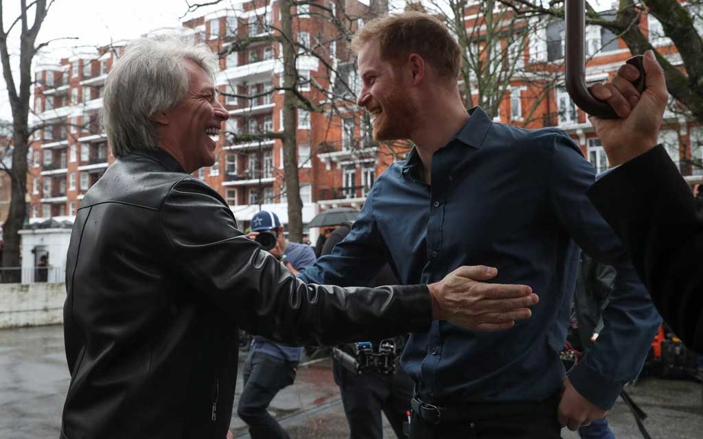 UK's Prince Harry and Jon Bon Jovi recreate Abbey Road Beatles cover