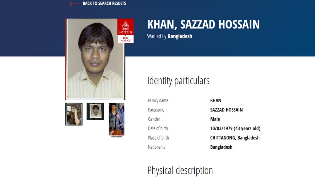ইন্টারপোলে এখনও রয়েছে সাজ্জাদ হোসেনের নামে ‘রেড নোটিস’। ছবি: ইন্টারপোল