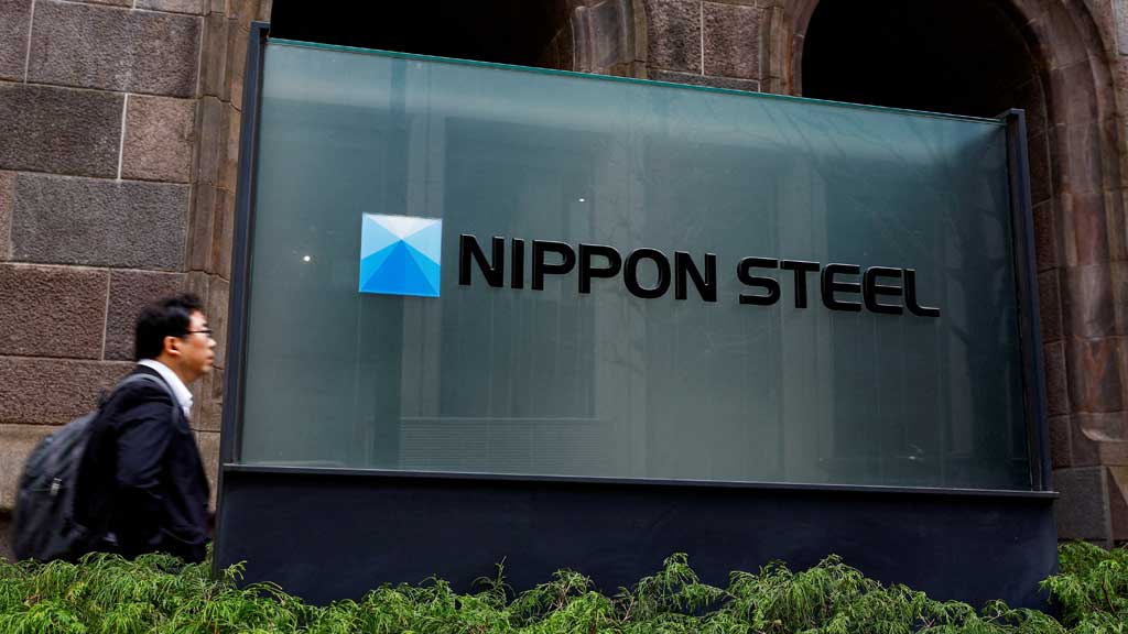 FILE PHOTO: Nippon Steel logo is displayed at the company's headquarters in Tokyo, Japan Apr 1, 2024. REUTERS/Issei Kato//File Photo