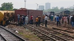 Freight train derails at Kamalapur Railway Station