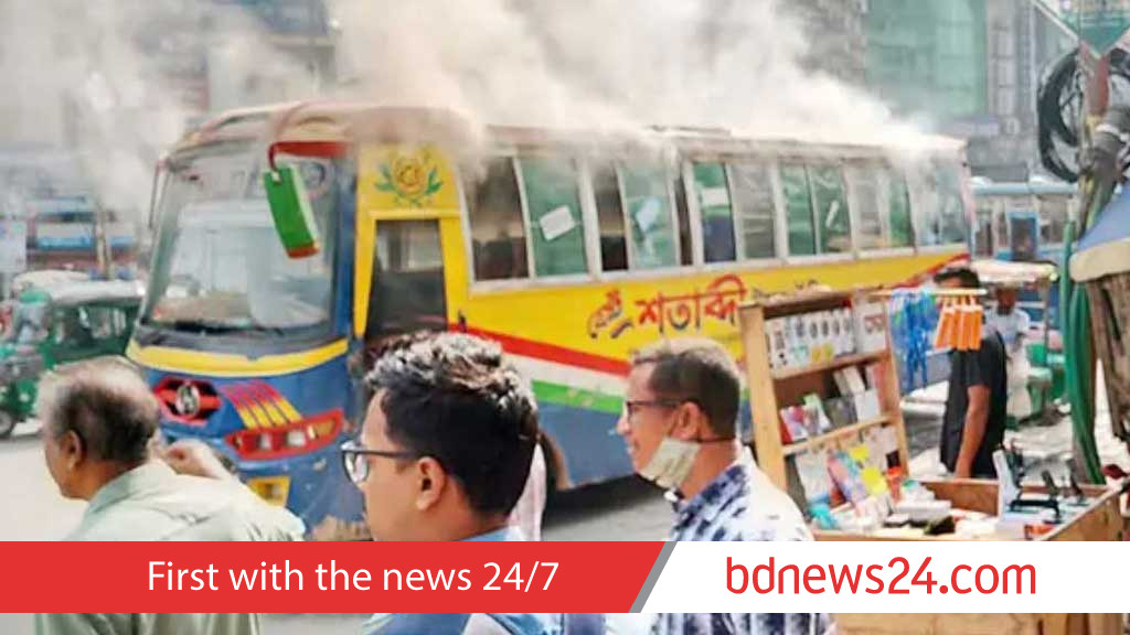 Shatabdi Paribahan bus set on fire in Mirpur