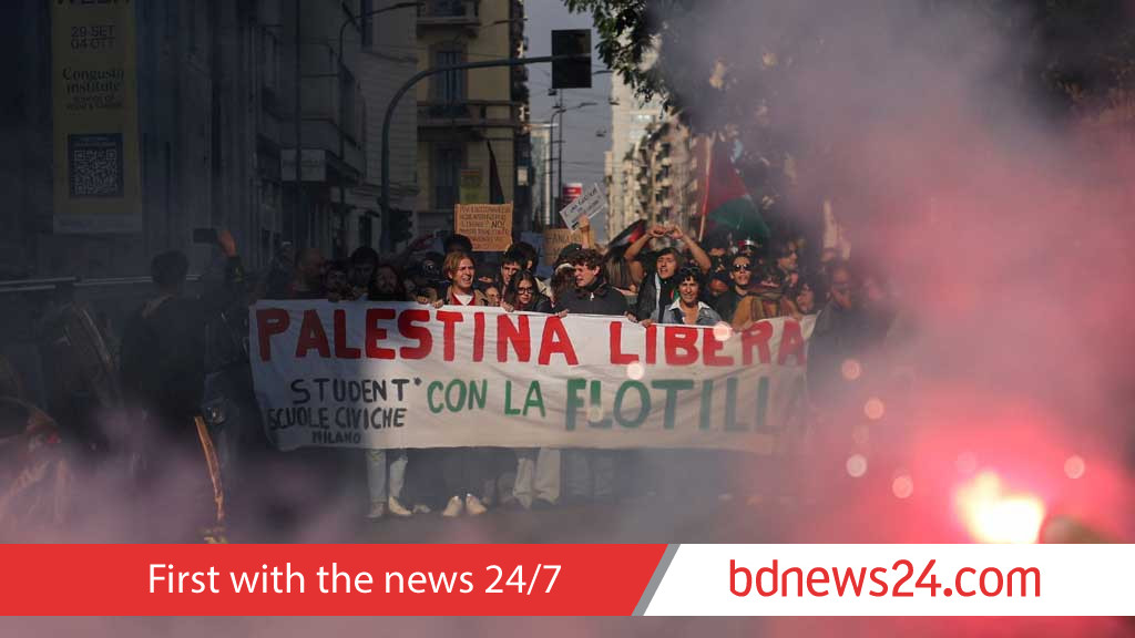 Italians take to the streets for Gaza flotilla general strike