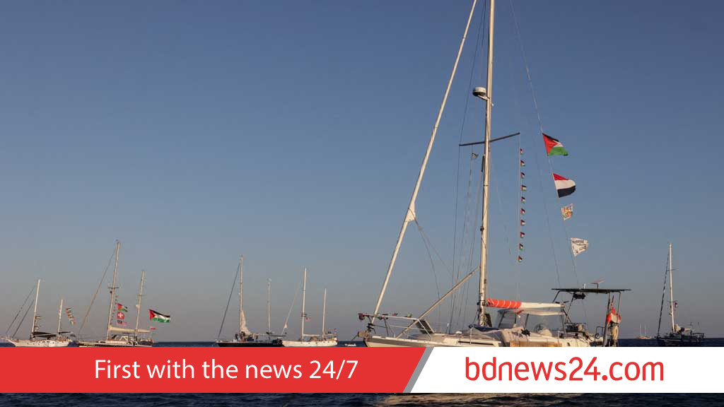 Gaza flotilla says Israeli vessels intimidated its boats as it nears blockade