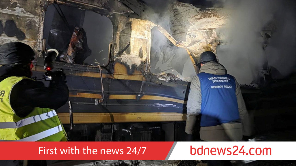 Russian drone strike kills 3 on Kharkiv train